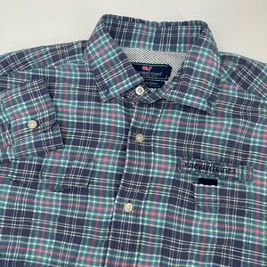 Vineyard‎ Vines Men’s Small Blue Plaid Seersucker Button Up Vented Harbor Shirt